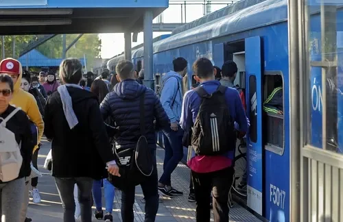 Commuters at train station